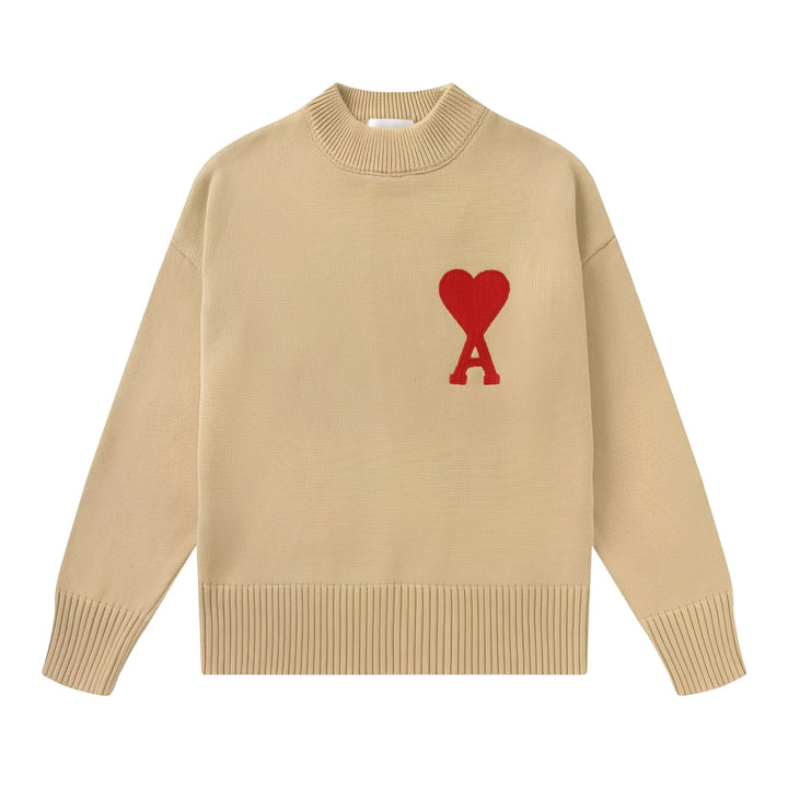 Męski sweter z haftowanym sercem. Stylowy i komfortowy, idealny na co dzień. Moda męska, casual, prezent dla niego.