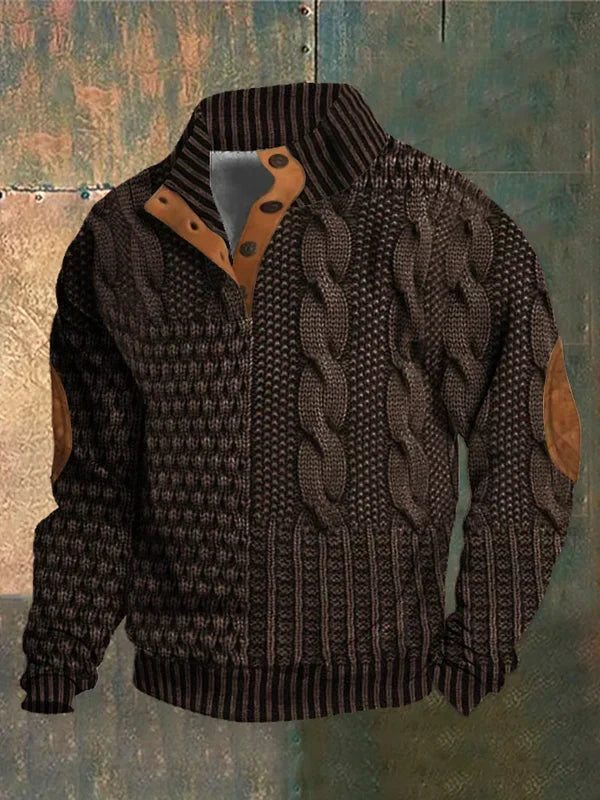 Wytrzymały sweter męski z okrągłym dekoltem. Idealny na chłodne dni, elegancki i komfortowy.