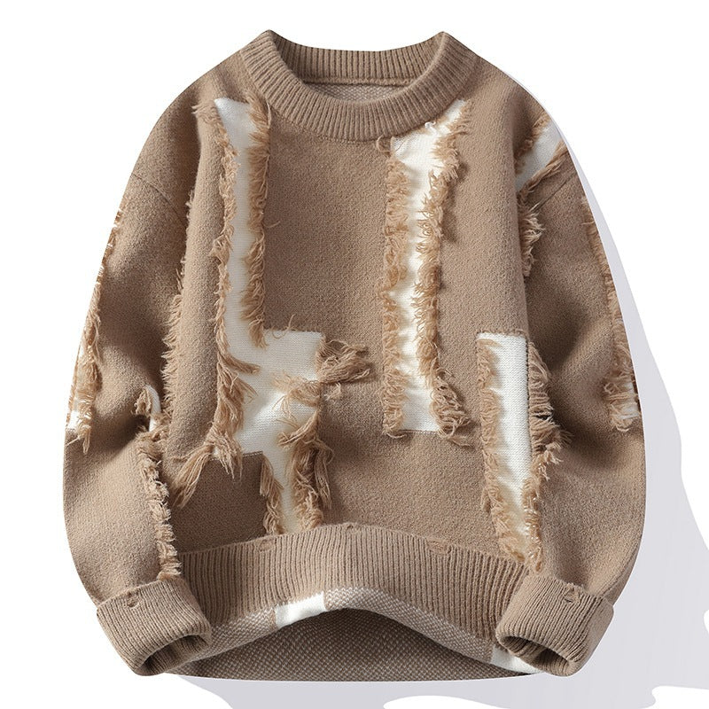 Elegancki męski sweter z okrągłym dekoltem. Wygodny, ciepły sweter na zimę, idealny do casualowych stylizacji.