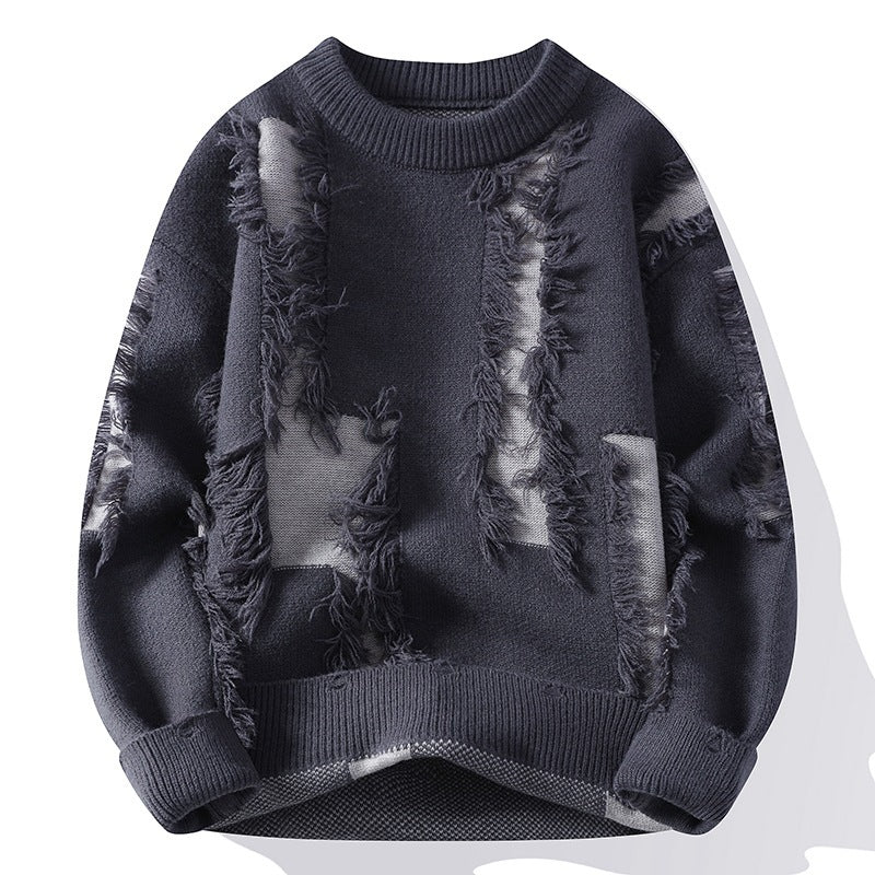 Stylowy męski sweter z okrągłym dekoltem. Modny casualowy sweter, zapewniający komfort na co dzień.