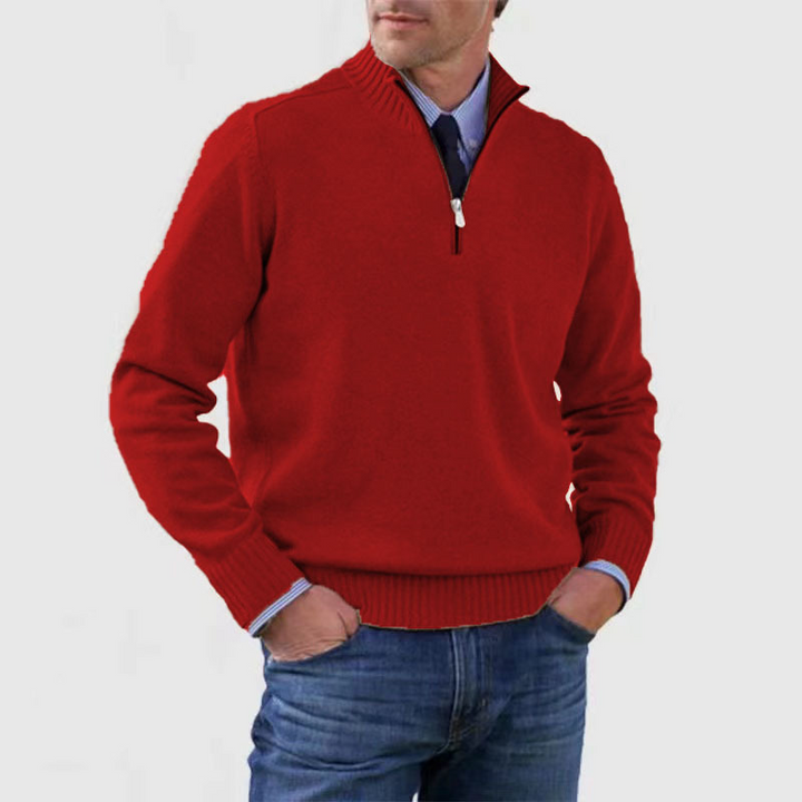 Męski sweter z półgolfem i zamkiem, idealny na jesień i zimę. Elegancki i ciepły.