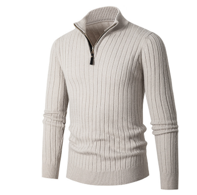 Casualowy sweter męski z wysokim kołnierzem i zamkiem, zapewniający stylowy komfort. Męska odzież.