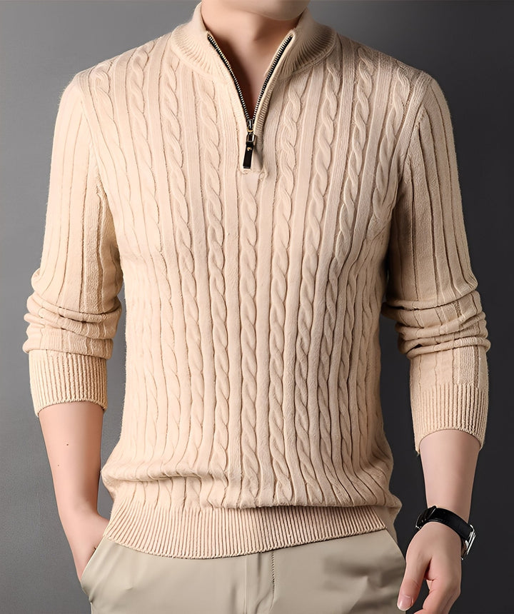 Męski sweter z zamkiem, elegancki, casualowy, idealny na co dzień. Wygodna odzież męska na jesień i zimę.