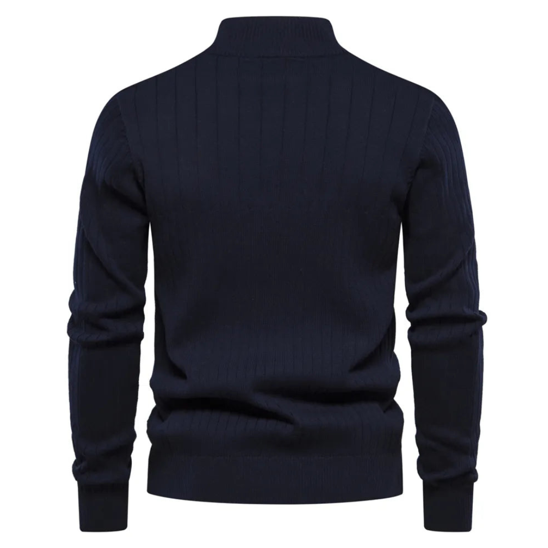 Męski sweter z praktycznym zamkiem, półgolf, elegancki i komfortowy, dla mężczyzn ceniących styl.