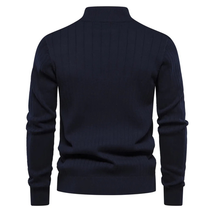 Męski sweter z praktycznym zamkiem, półgolf, elegancki i komfortowy, dla mężczyzn ceniących styl.