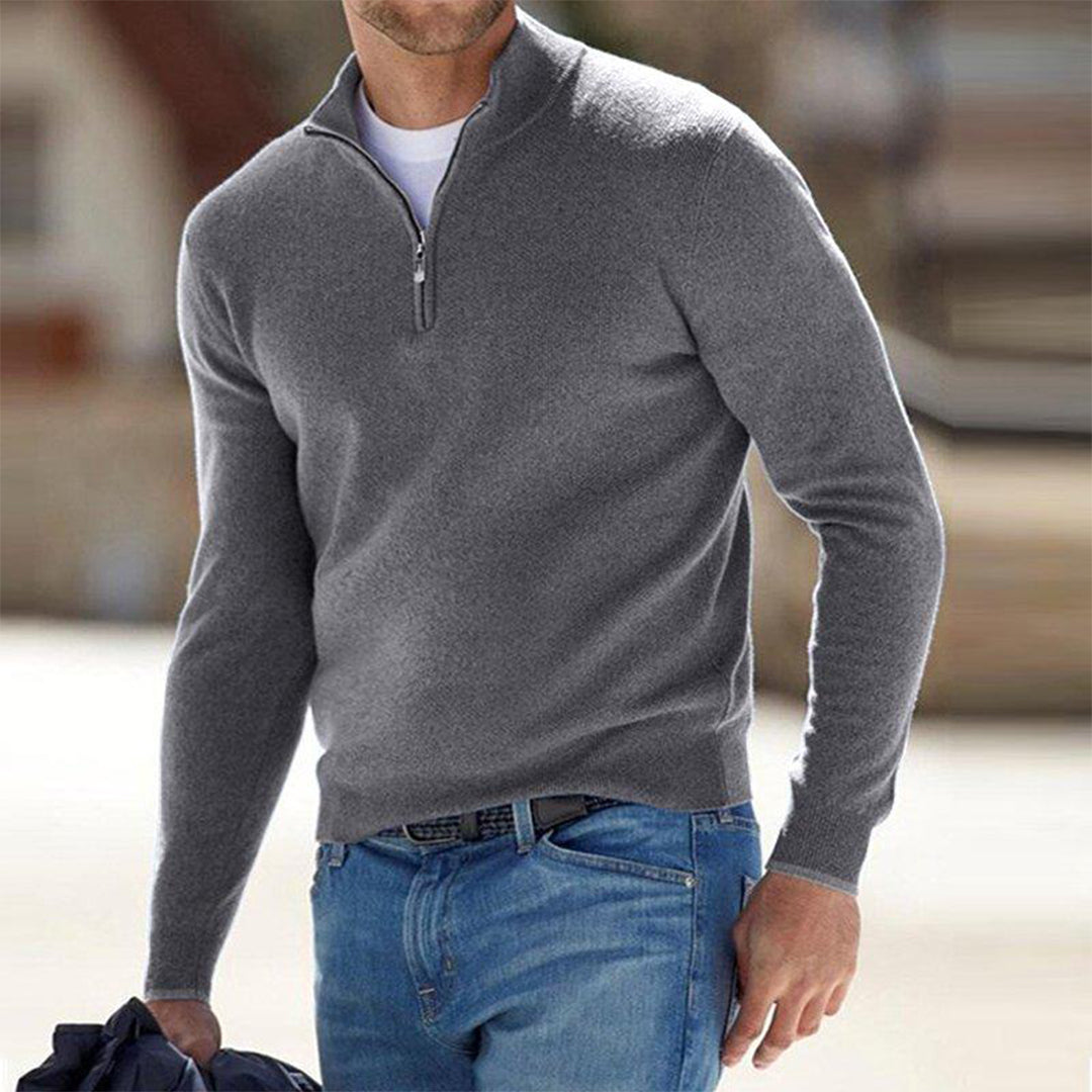 Sweter męski na zamek. Codzienny, elegancki sweter ze stójką, idealny do stylizacji casualowych.
