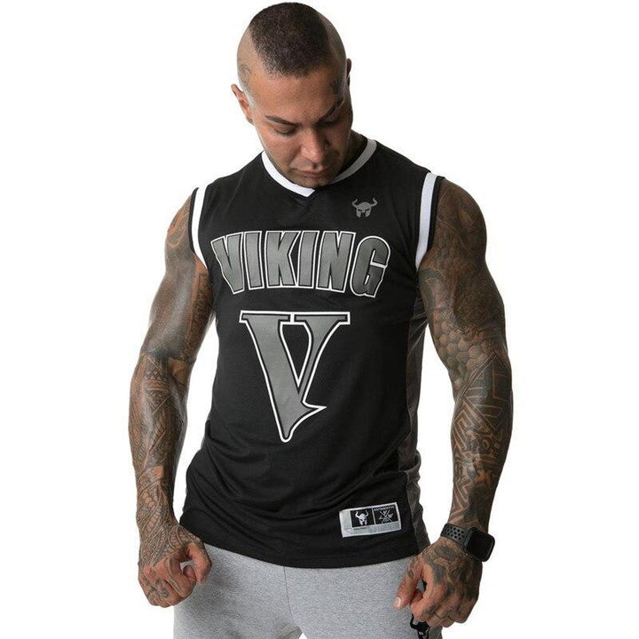 Męski tank top bez rękawów z modnym nadrukiem, idealny na lato i plażę. Casualowy, wygodny styl streetwear.