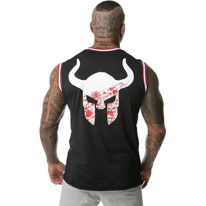 Wygodny tank top męski z nadrukiem, idealny na upalne dni, plażę lub aktywności sportowe. Moda męska na lato.