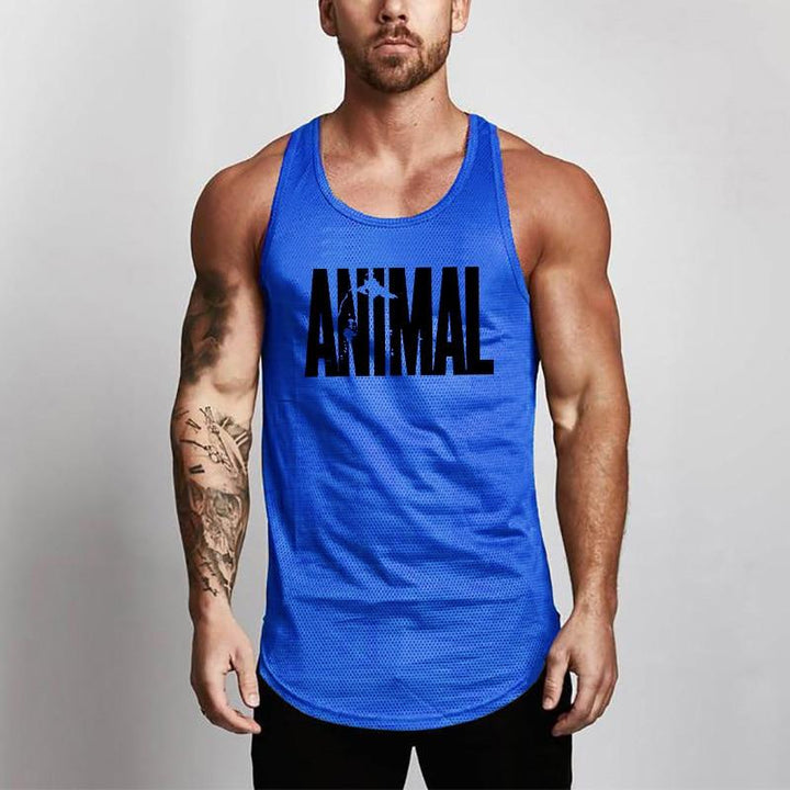 Męski tank top slim fit z modnym napisem, idealny na lato. Wygodna koszulka codzienna i sportowa.