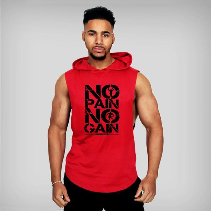 Nowoczesny męski tank top z kapturem. Wygodna koszulka bez rękawów, modny element letniej garderoby.