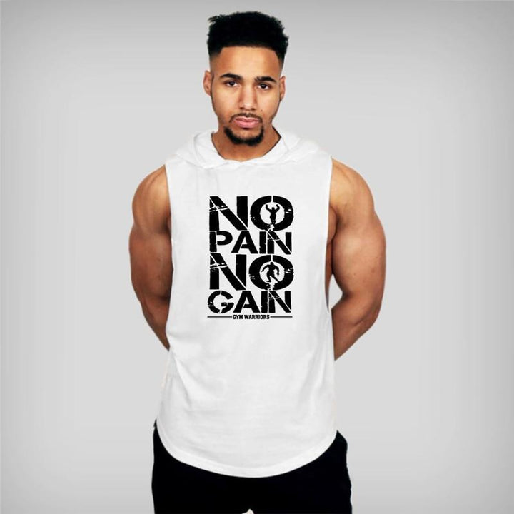 Męski tank top z kapturem. Sportowa koszulka bez rękawów, komfortowa odzież na upalne lato.