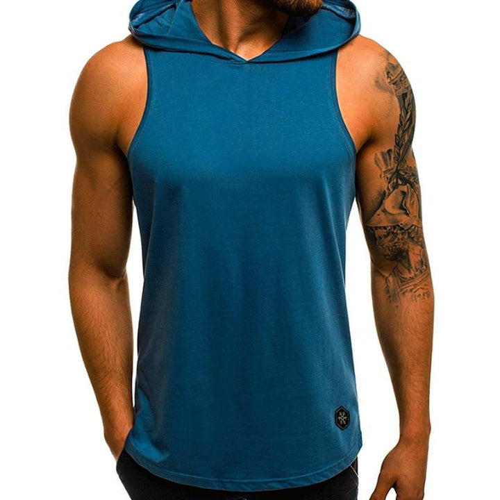 Męski tank top z kapturem, luźny krój, idealny do streetwearu i na lato. Wygodna koszulka bez rękawów.