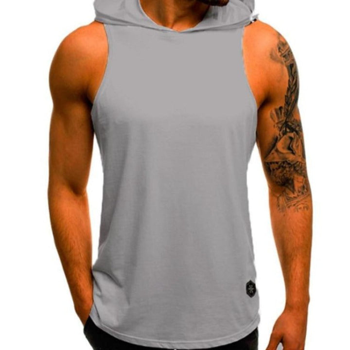 Stylowy męski tank top z kapturem, idealny na lato. Sportowa koszulka bez rękawów w stylu casual.