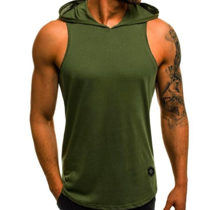 Męski tank top z kapturem, luźny krój, świetny do streetwearu i aktywności sportowych. Bluza bez rękawów.