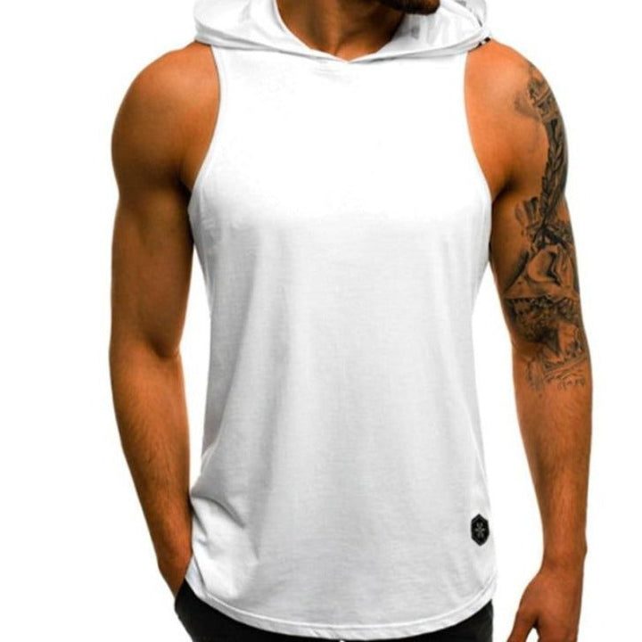 Męska koszulka bez rękawów z kapturem, luźny styl, komfort i moda na lato. Tank top sportowy.