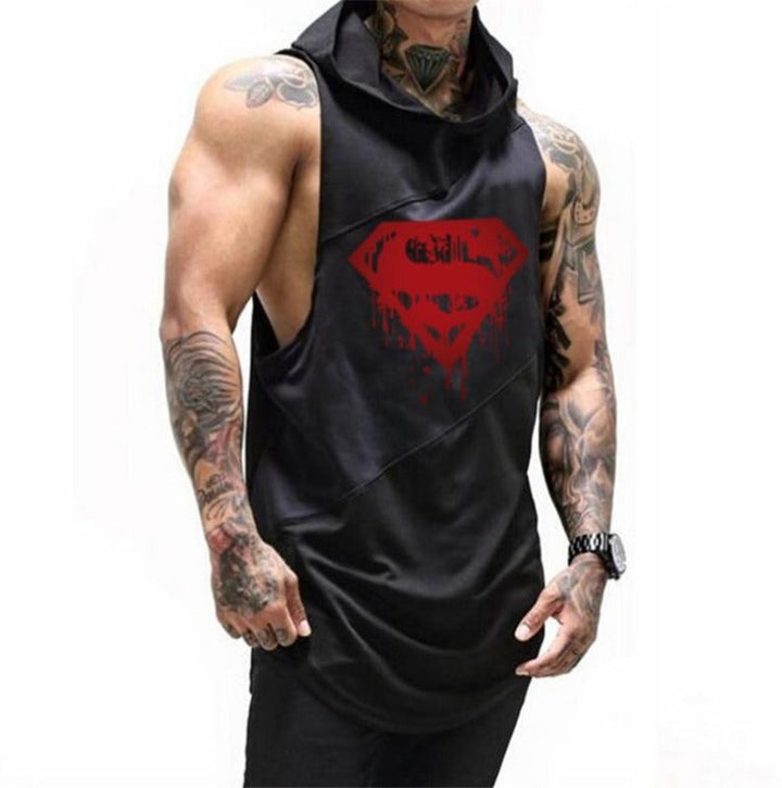 Luźny męski tank top z kapturem, idealny na lato. Modna koszulka bez rękawów w stylu streetwear, dostępna w czerni i bieli.