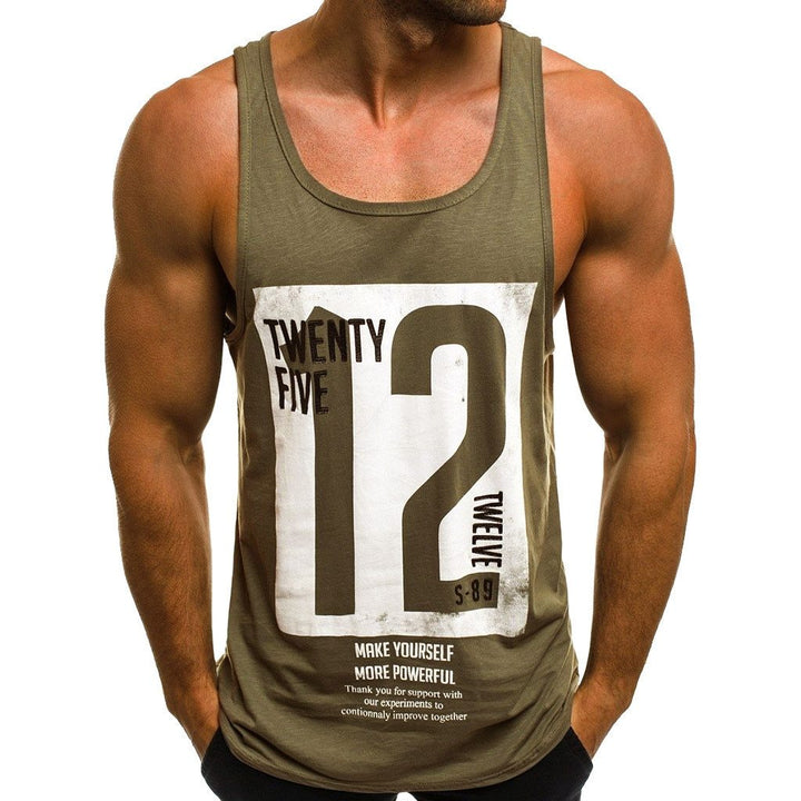 Męski tank top z modnym nadrukiem w swobodnym stylu. Idealna koszulka bez rękawów na upalne dni.