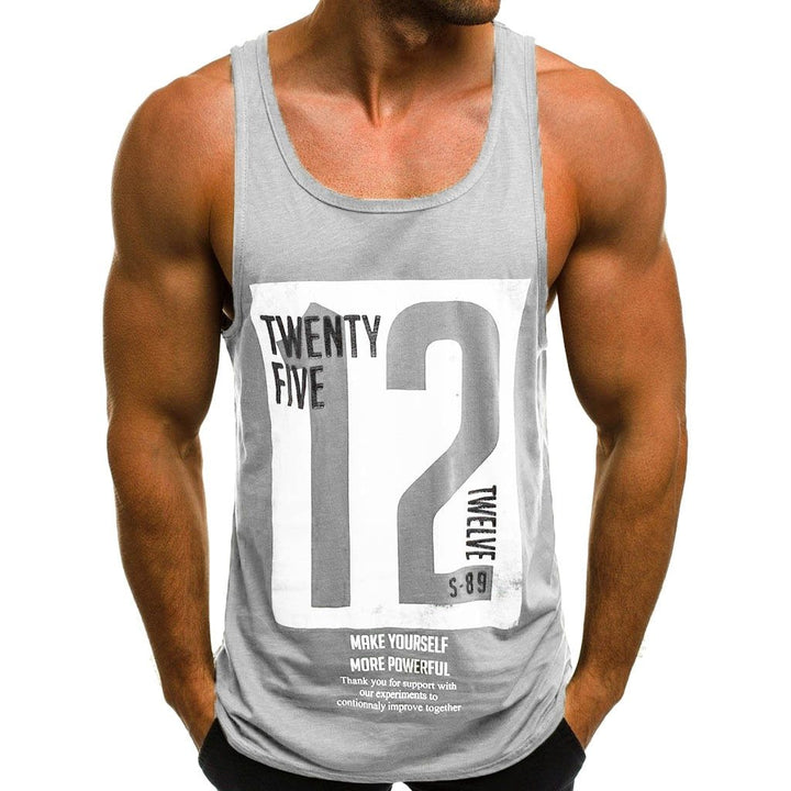 Modny tank top męski z unikatowym nadrukiem. Casualowa koszulka bez rękawów, komfortowe ubranie na lato.
