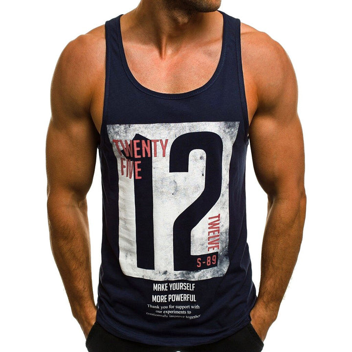 Lekki męski tank top, wygodna koszulka bez rękawów z modnym wzorem. Dopasowany krój, idealny na lato.