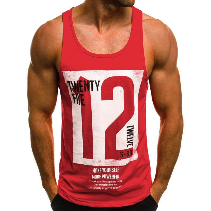 Nowoczesny męski tank top z modnym nadrukiem. Casualowa koszulka bez rękawów, idealna dla męskiej mody.