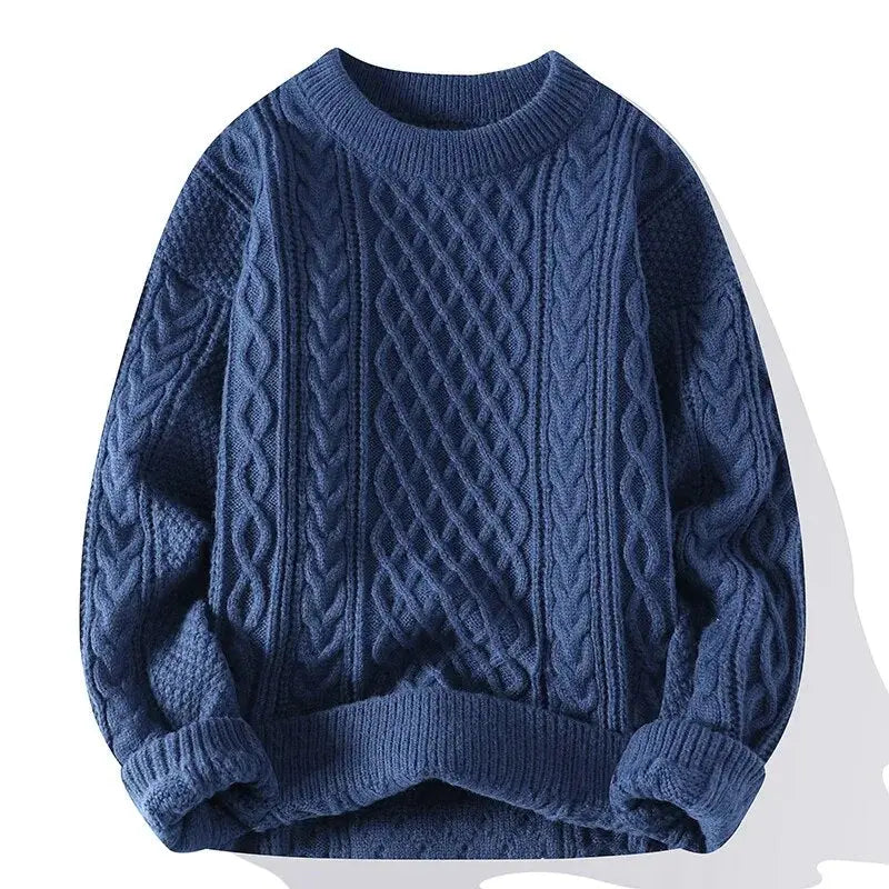 Klasyczny sweter męski elegancki, idealny na chłodne dni, cała postać