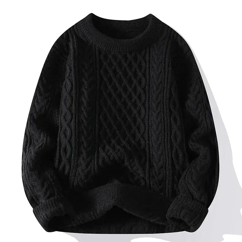 Modny sweter męski zimowy w stonowanym kolorze, stylizacja codzienna