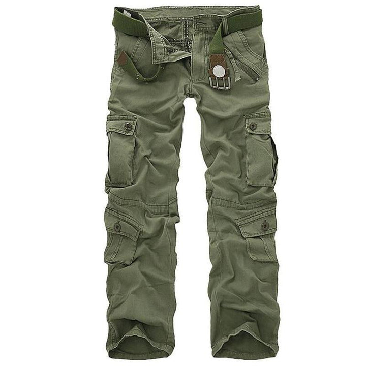 Modne czarne bojówki męskie z wieloma kieszeniami, uniwersalne spodnie cargo w casualowym stylu.