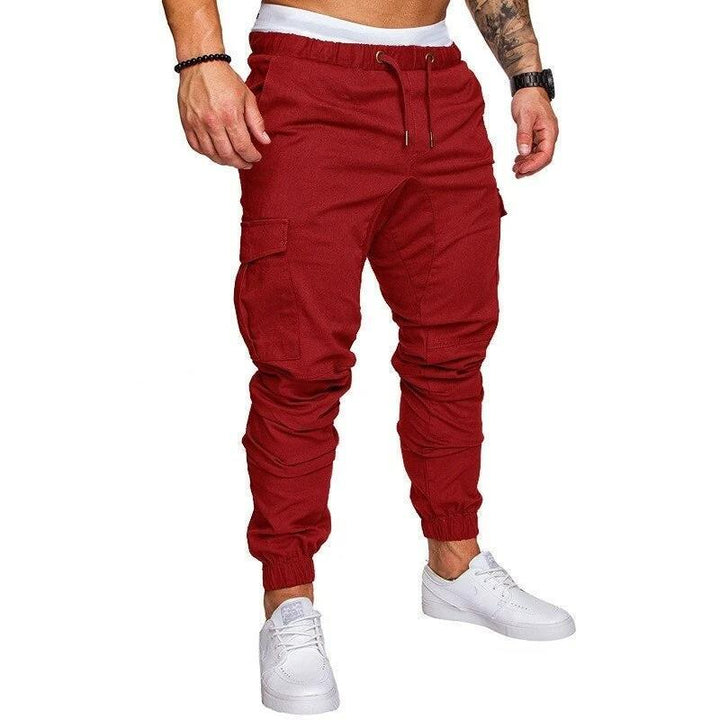 Wygodne męskie bojówki ze ściągaczem, spodnie cargo dla aktywnych, modny krój streetwear.