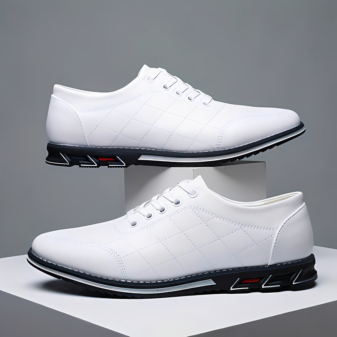 Męskie buty Edvin sznurowane w sportowym stylu, wygodne na co dzień, dostępne w kolorach białym i niebieskim.