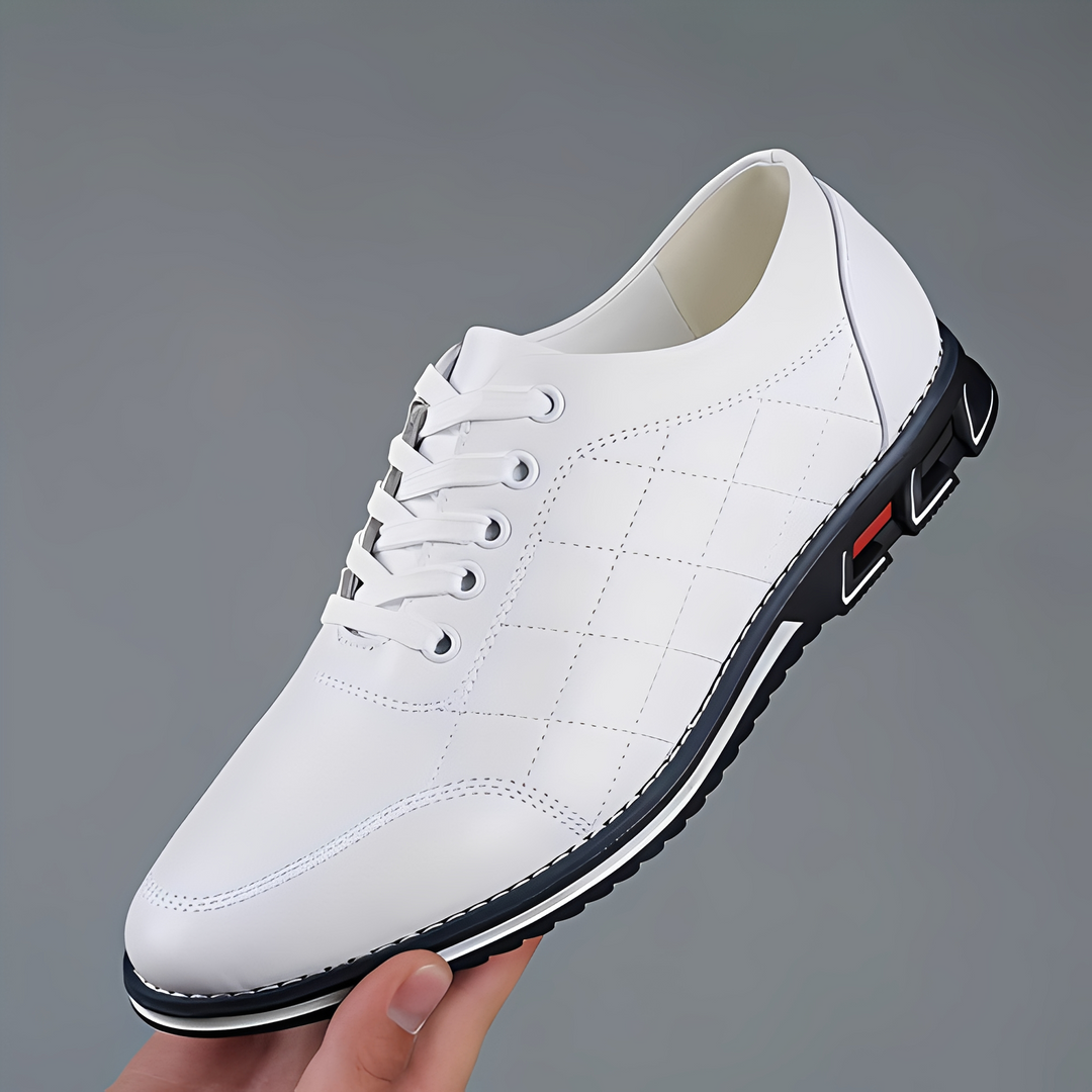 Stylowe, pikowane buty męskie Edvin sznurowane. Modne trampki w sportowym stylu, idealne jako obuwie codzienne.