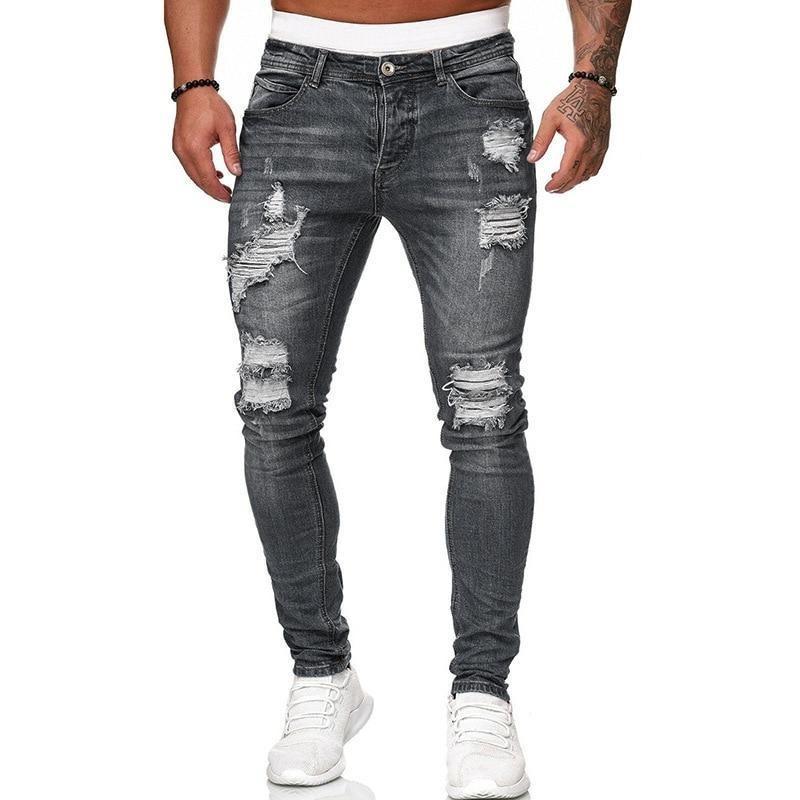 Niebieskie męskie jeansy slim fit, modne i wygodne spodnie, doskonałe na co dzień. Odzież męska w stylu miejskim.
