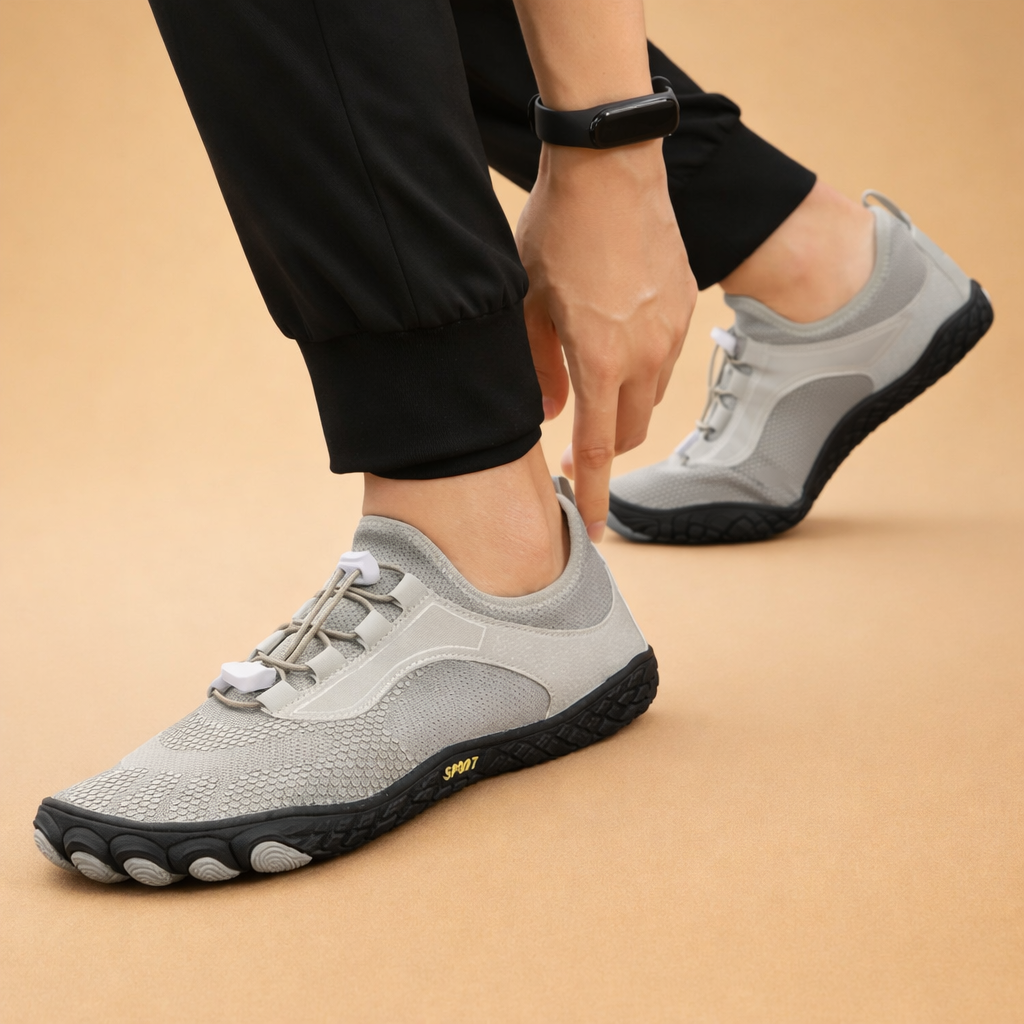 Uniwersalne męskie buty barefoot sportowe i codzienne, lekkie, elastyczne, z płaską podeszwą dla komfortu.