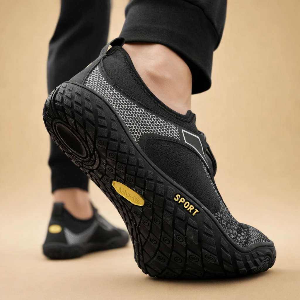 Oddychające męskie buty barefoot, lekkie i wygodne, z elastyczną podeszwą do naturalnego chodzenia i biegania.