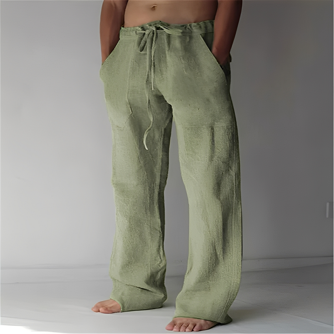 Luźne spodnie męskie, modne i komfortowe. Doskonałe do codziennych, letnich outfitów.
