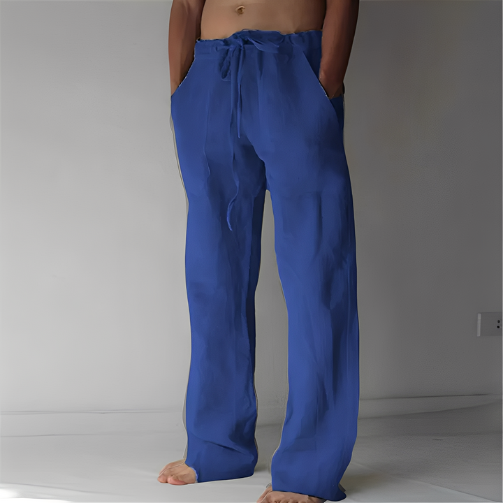 Swobodne spodnie męskie, casualowy styl na lato. Wygodne i modne do codziennego użytku.