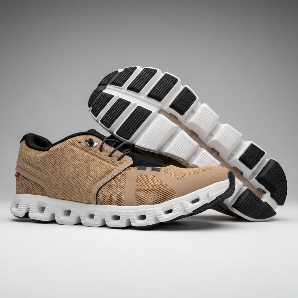 Widok z góry na męskie niskie sneakersy, sznurowane, idealne do chodzenia i aktywności.