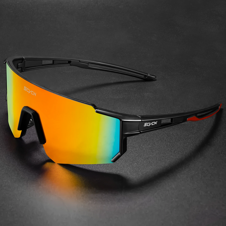 Męskie okulary rowerowe UV400, czarne, idealne do jazdy na szosie i w górach.