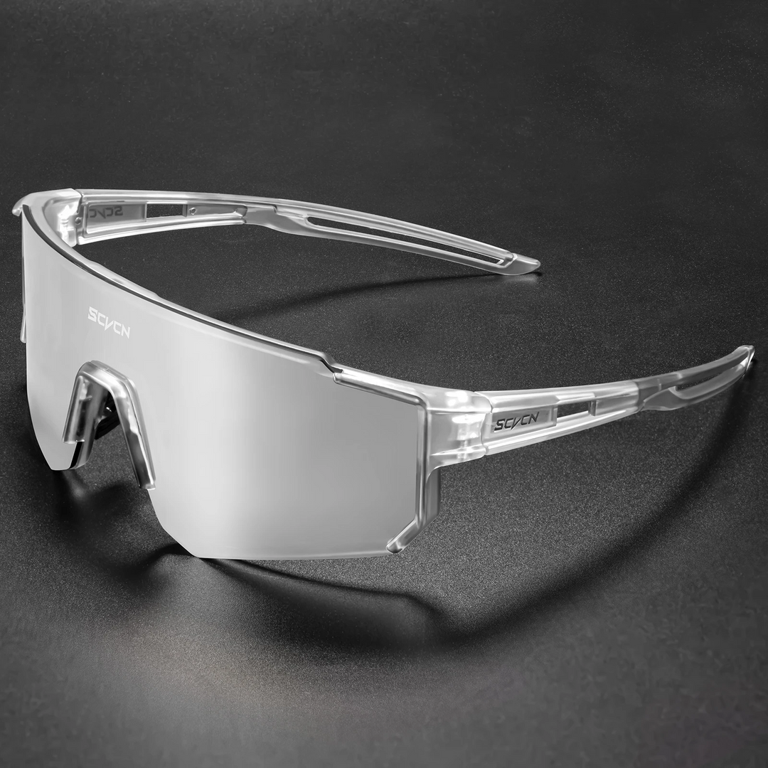 Nowoczesne okulary rowerowe UV400 dla mężczyzn, z elastycznymi zausznikami.