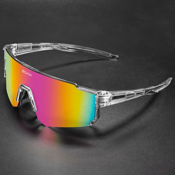 Sportowe okulary męskie UV400 w akcji, na szlaku górskim, ochrona oczu.