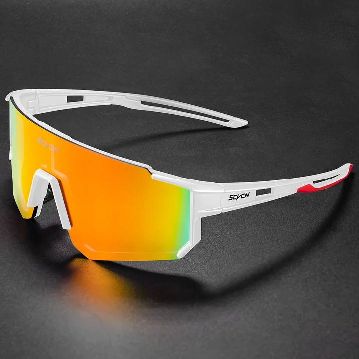 Stylowe okulary rowerowe męskie, czarne, z zielonymi soczewkami, do codziennej jazdy.