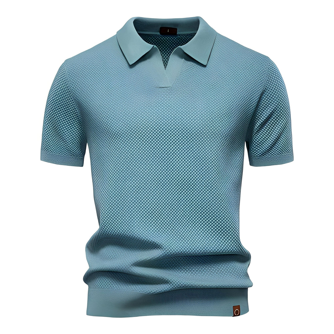 Męskie polo z krótkim rękawem, eleganckie i wygodne, idealne na wiosnę i lato. Styl casual.