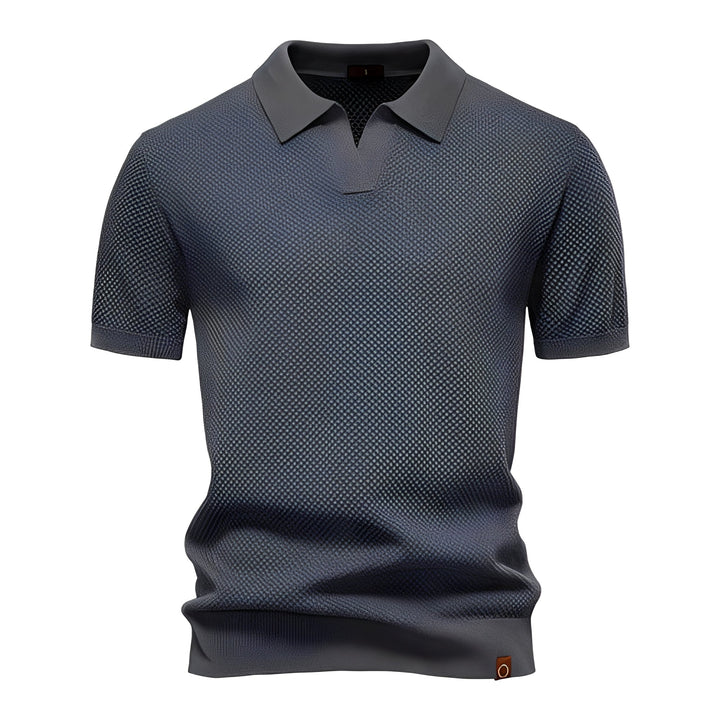 Eleganckie męskie polo z krótkim rękawem, wygodne, idealne na letnie spotkania i casualowe wyjścia.