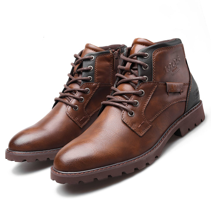 Eleganckie męskie buty retro trekkingowe. Wytrzymałe obuwie zimowe, zapewniające komfort i styl na lata.