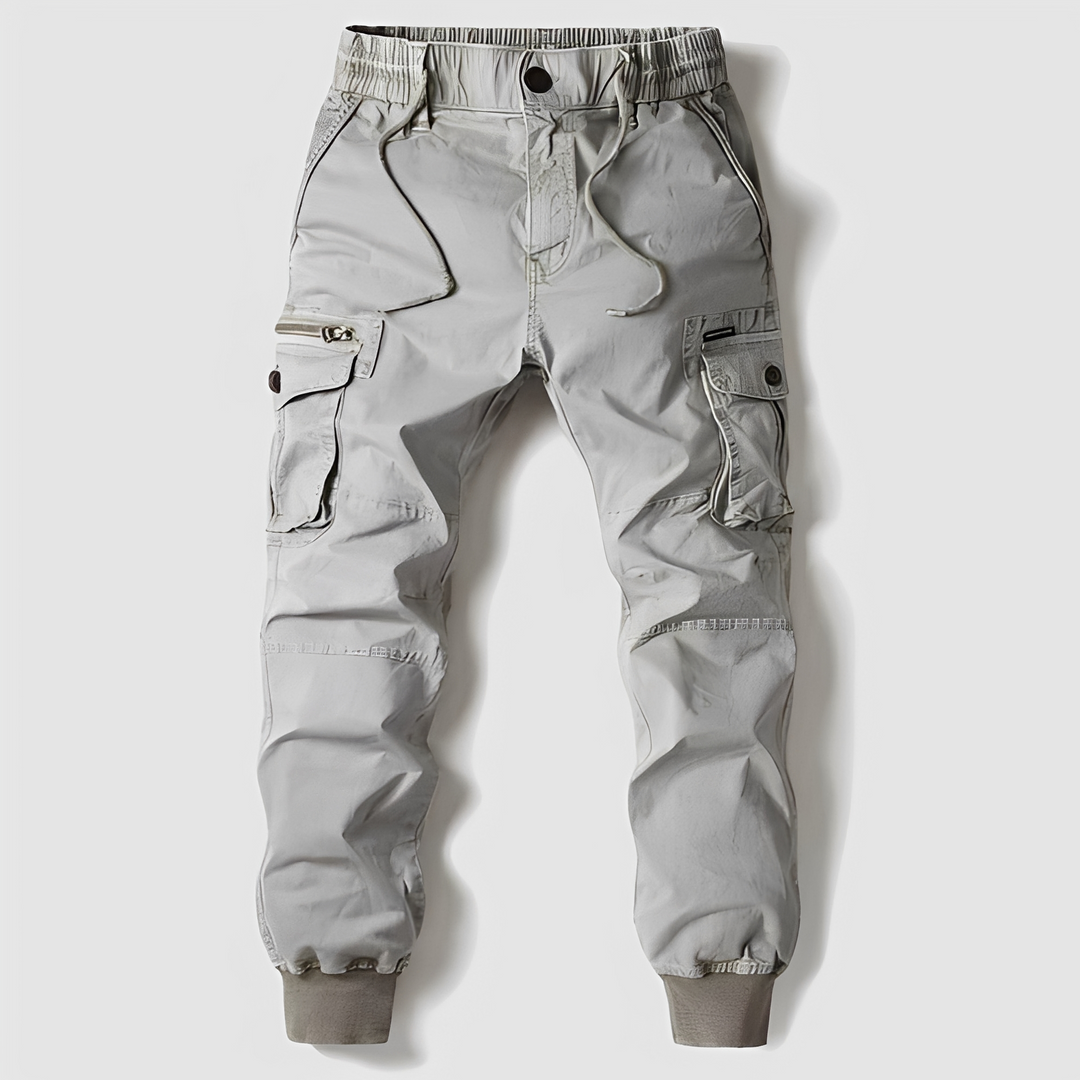 Komfortowe męskie spodnie cargo streetwear z elastycznymi nogawkami. Idealne do stylizacji casualowych.