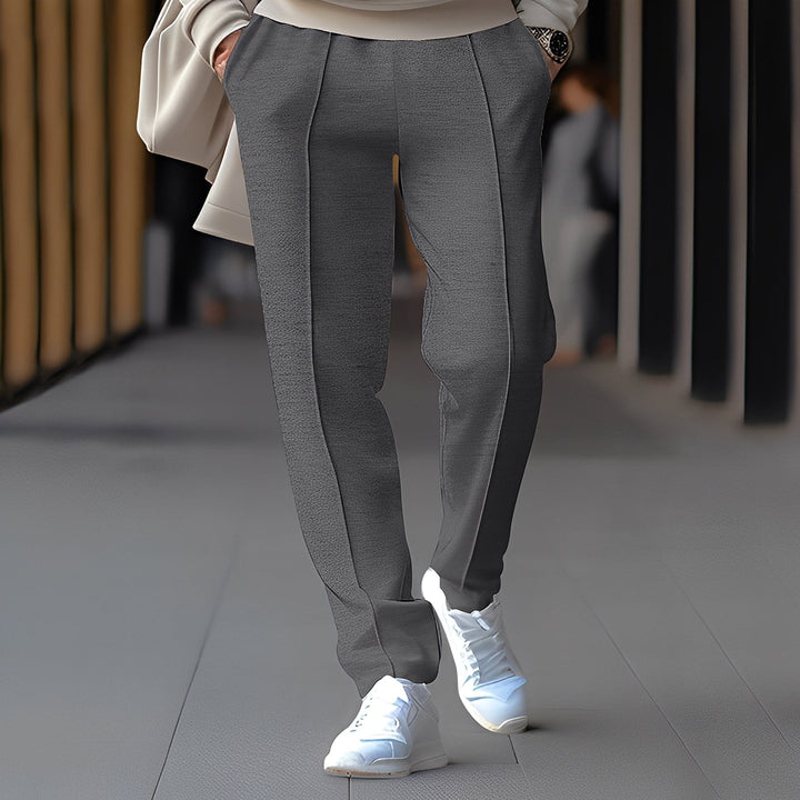 Męskie spodnie Franklin, luźne i proste nogawki, w eleganckim stylu smart casual. Komfortowe na co dzień.