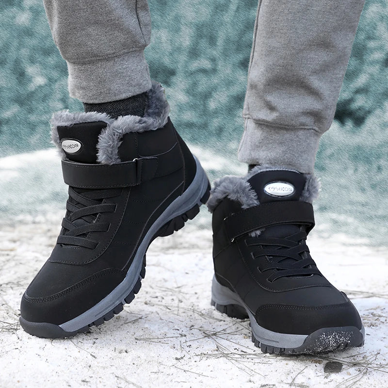 Męskie zimowe buty trekkingowe na szlaki, komfortowe i stylowe. Sznurowane obuwie outdoorowe dla mężczyzn.