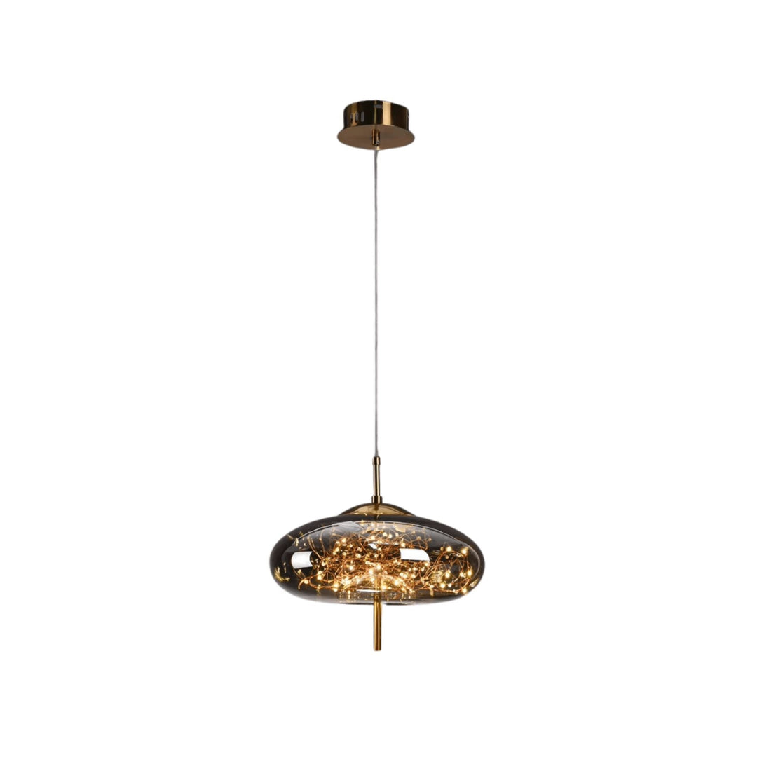Magiczna lampa sufitowa z motywem wróżek i szklanym kloszem. Ciepła biel, dekoracja wnętrz.