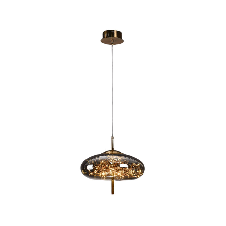 Magiczna lampa sufitowa z motywem wróżek i szklanym kloszem. Ciepła biel, dekoracja wnętrz.