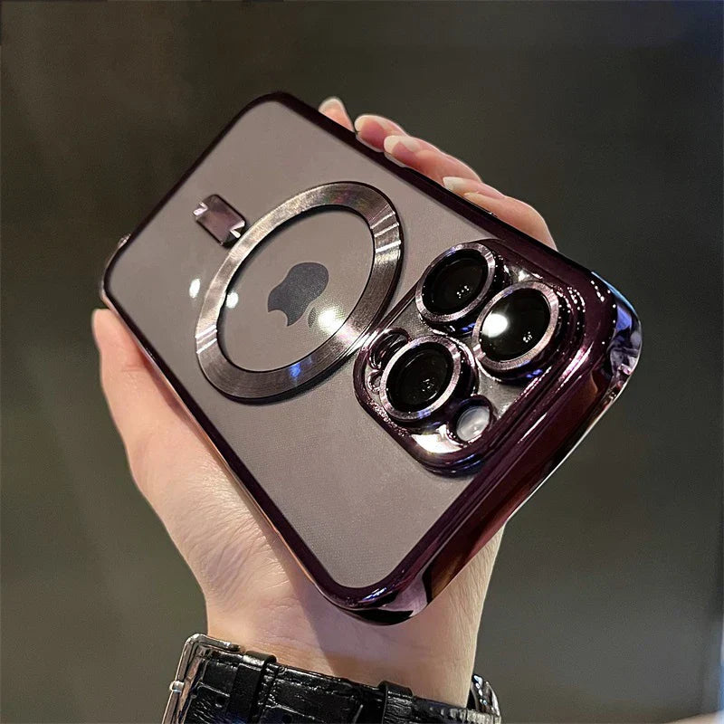 Eleganckie magnetyczne etui soft-shell do iPhone, luksusowy pokrowiec, idealny case do telefonu.