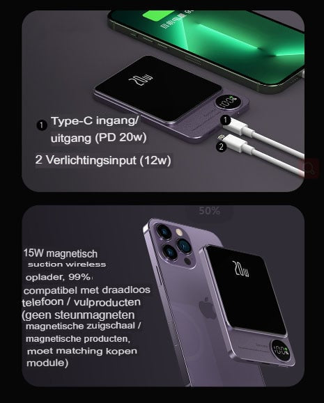 Uniwersalny powerbank magnetyczny 15W z szybkim ładowaniem PD i bezprzewodową funkcją, niezawodny bank energii.